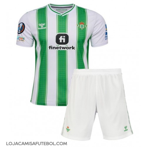 Camisa de Futebol Real Betis Equipamento Principal Infantil 2023-24 Manga Curta (+ Calças curtas)